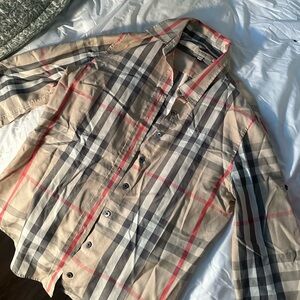 BURBERRY Brit Plaid Print Long Sleeve Button Down Shirt